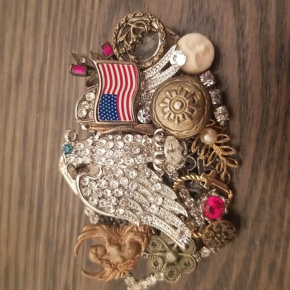 Artisan Jewelry - Patriotic Brooch made by artist